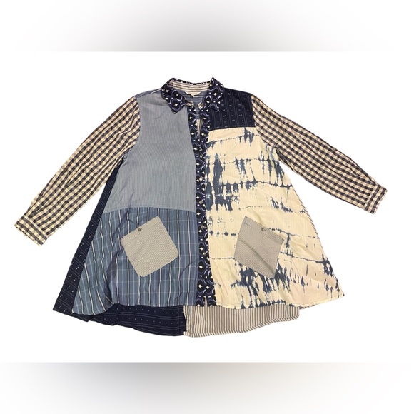 John Mark Tops - John Mark PatchWork Button Down Blouse Size Large